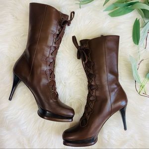 Stuart Weitzman Leather Lace Up Platform